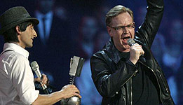Andrew Fletcher of Depeche Mode accepts the best group award at the MTV Europe Music Awards 2006